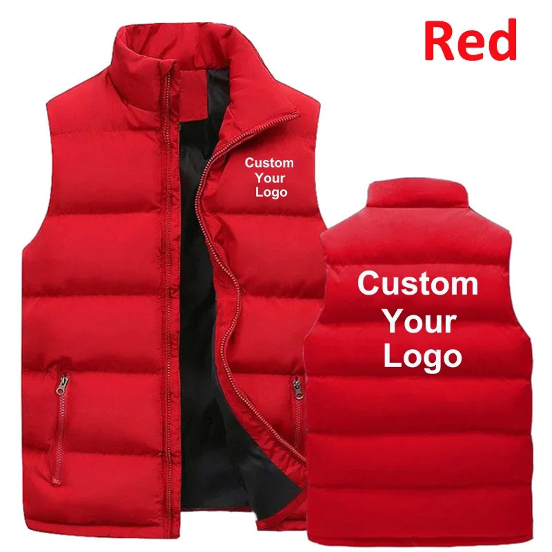 Mens Custom Your Zipper Warm Vest Casual Sports Stand Collar Sleeveless Jacket Winter Down 241024