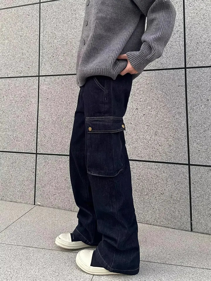Black Man Jeans High Waist Wide Leg Jean Fashion American Vintage Y2K Streetwear male Denim Trouser 2024 Baggy Denim Pants 241031