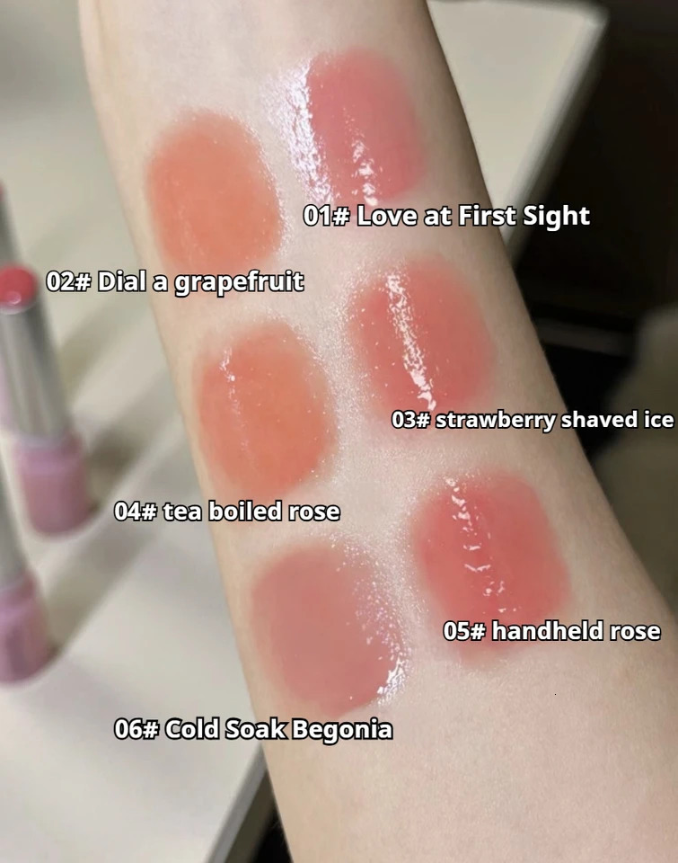 FLORTTE Lipstick Blooming Cute series mirror water lipstick is not easy to stick to the cup Solid lipstick Cute girl makeup 241031