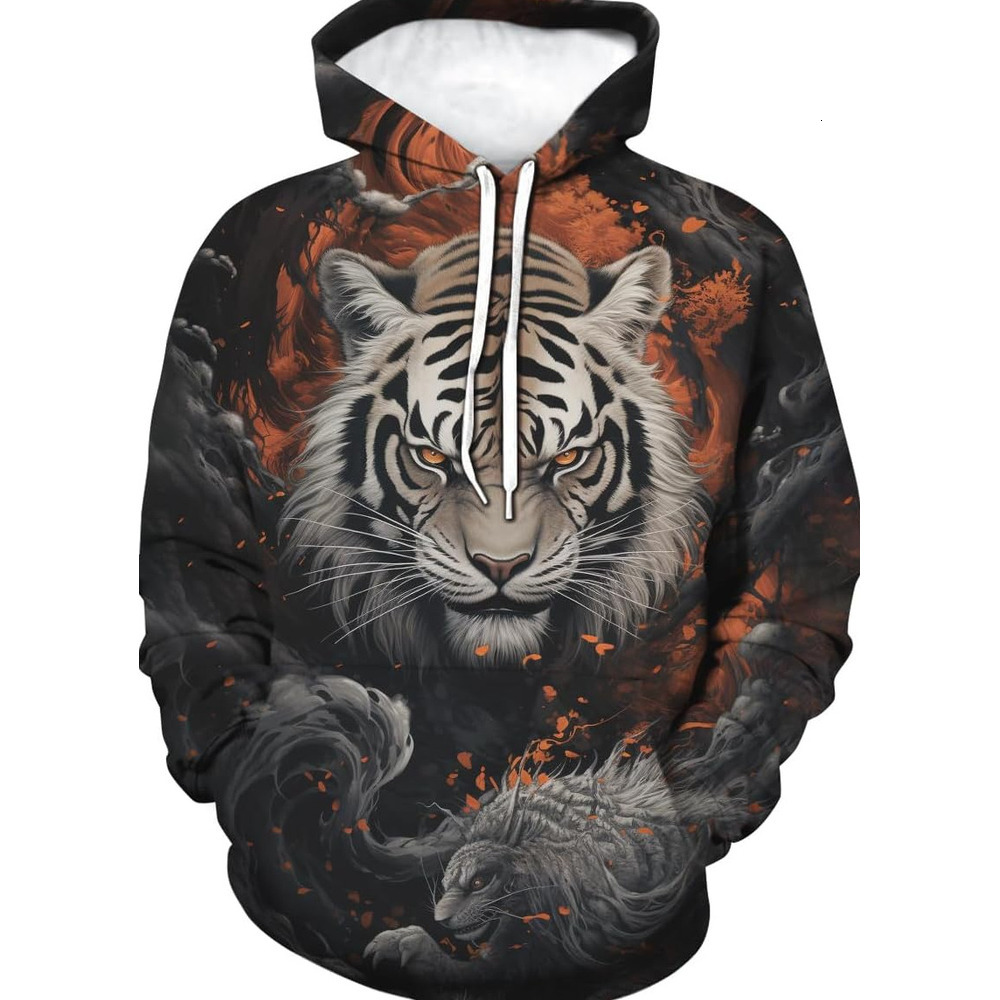 Hoodie for Mens Womens Mens Novelty Tiger Graphic Hoodies 3D Print Animal Fashion Sweatshirt With Pocket Graphic Hoodies sweatshirt Trendy Fashion