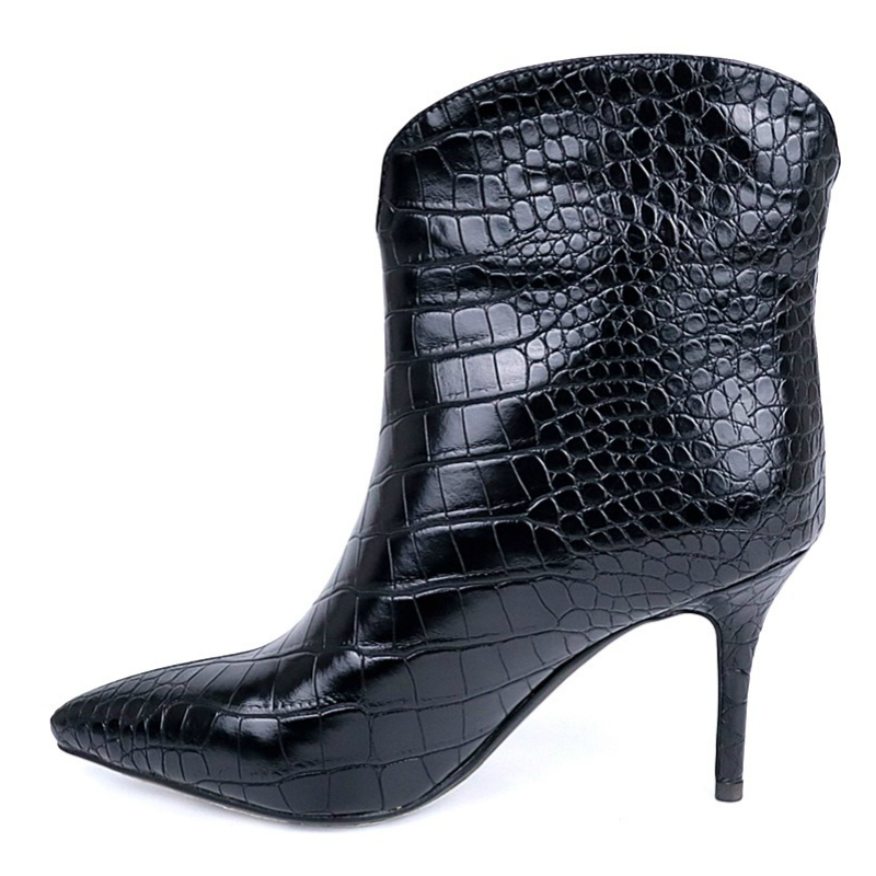 Snakeskin Cowboy For Women Sexy White Heels Waterproof Black Yellow Women's Ankle Boots Short Shoes Pointed Big Size