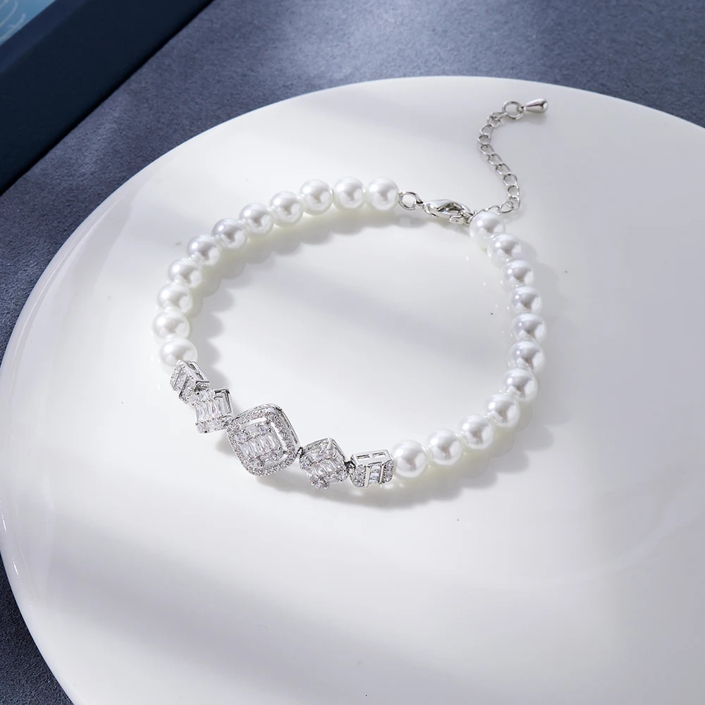 017835 Dubai Pearl Necklace Set Womens Cubic Zirconia Party Engagement Wedding Jewelry Set Dress Set Fashion Accessories 241031