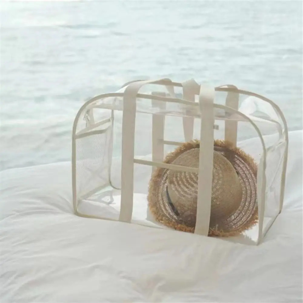 Summer INS Korean Beach Bag Transparent PVC Waterproof Travel Large Capacity Mommy Swimming Toy Storage Womans 241029