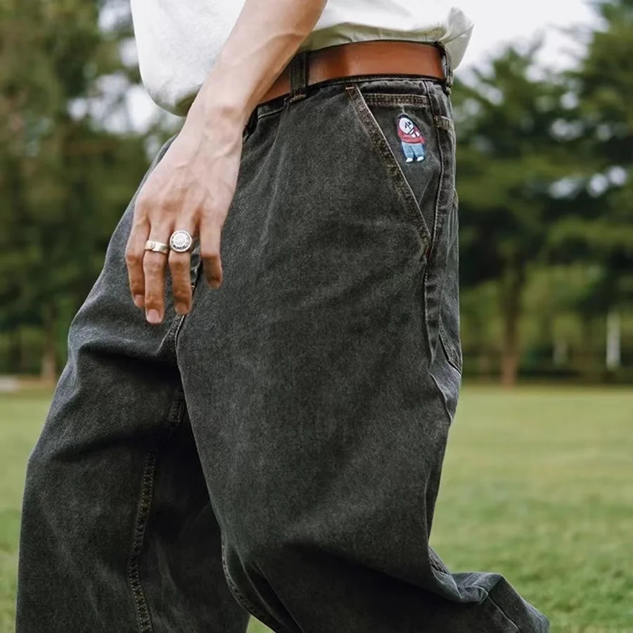 Y2K Big boy Jeans for Men Streetwear Baggy Embroidery Denim Leisure Simple Dime Pant Mujer traf jean 241024
