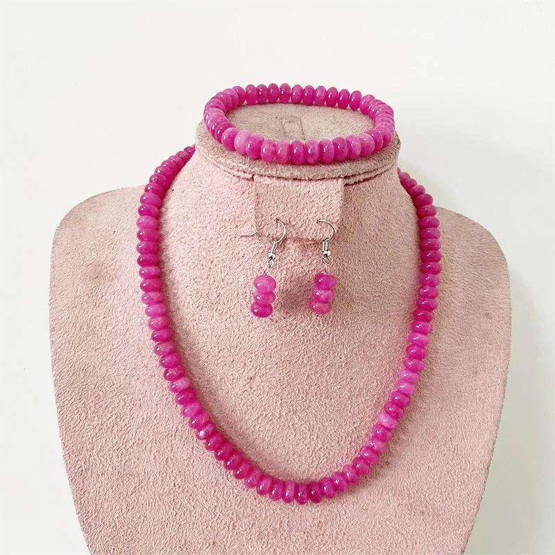 5 * 8MM oval purple red ruby natural stone jewelry set beads necklace earrings bracelet necklace trend simple n 241031