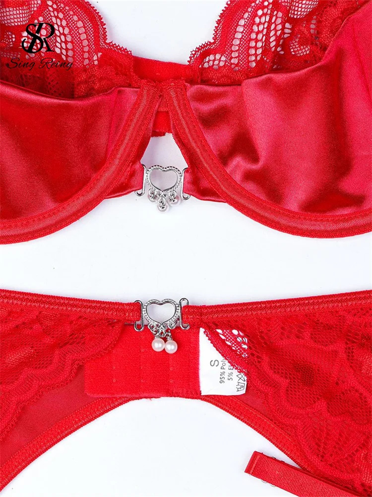 SINGREINY Christmas Lace Patchwork Sexy Underwear Sets Women Club Spliced Sheath Sleepwear Fashion Backless Erotic Bra Suits 241031