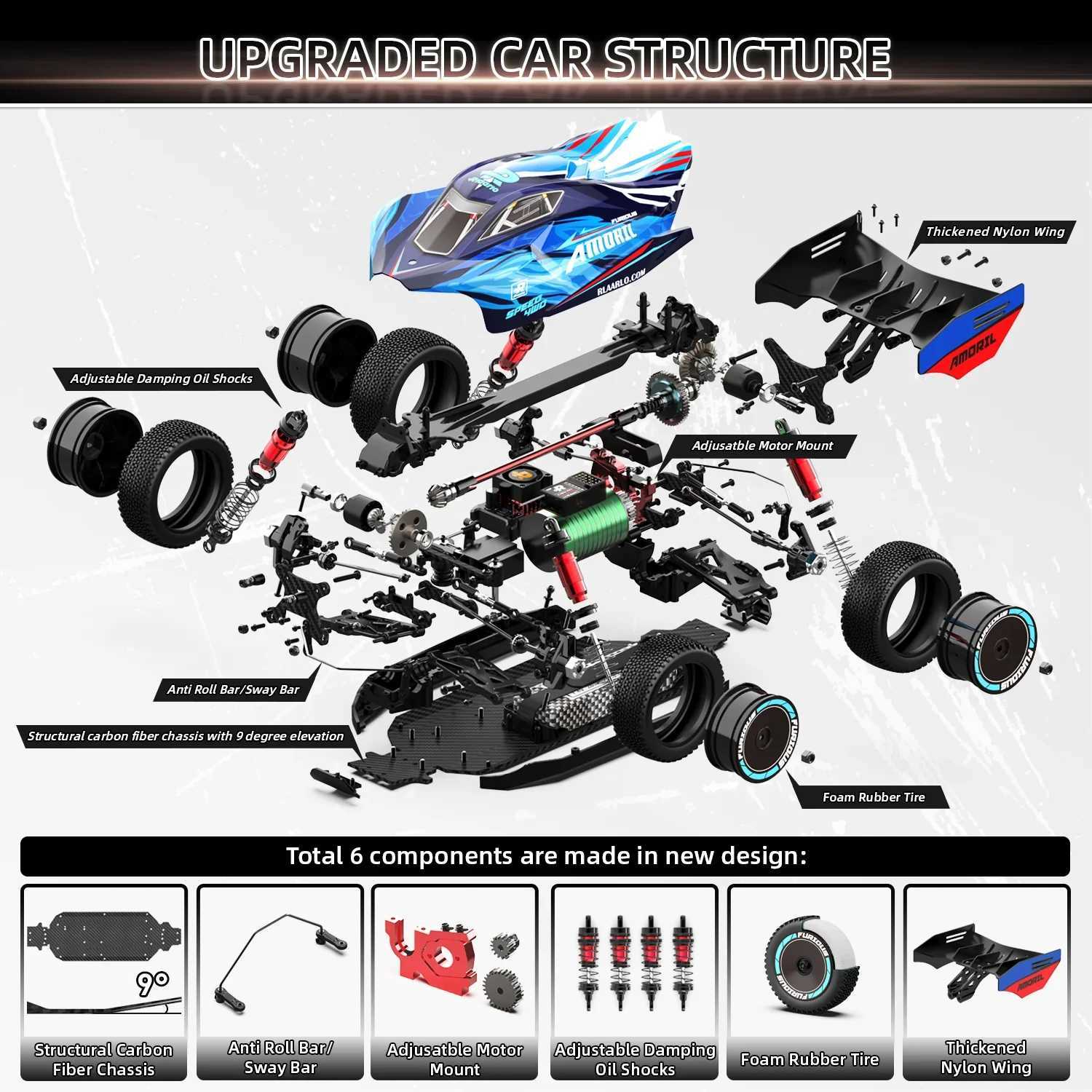 Rlaarlo AM-X12 RTR high-speed brushless 4WD RC car 1 12 carbon fiber remote control car toy drifting car gift car adult toy X241101