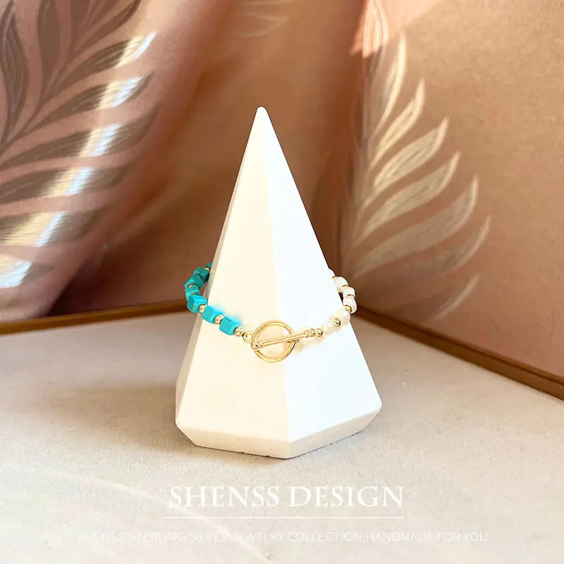 Jewelry Set Natural Freshwater Pearl Blue Turquoise Necklace Bracelet Earrings Copper Plated 14k Gold Accessories Jewelry 241031