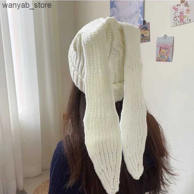 Wide Brim Hats Bucket Hats Rabbit Ears Knitted Wool Hat Love Boy Hat Niche Design Personality Fashion Hat Men Women Cute Warm Autumn and Winter Tide H