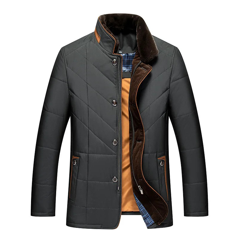 Winter Jackets for Men Coat Middleaged Business Short Parkas Solid Fur Collar Cotton Padded Jacket Keep Warm Fashion 241031