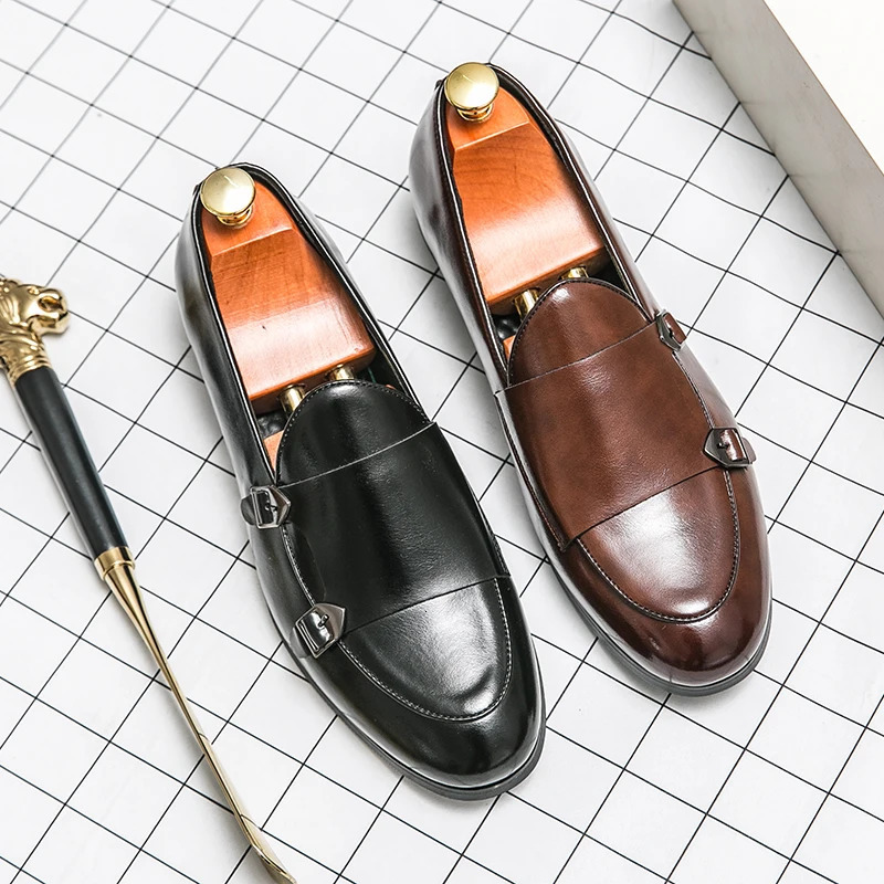 Mens leather shoes formal monk shoes mens business office mens casual dress derby shoe buckle wedding party fashion shoes 241031