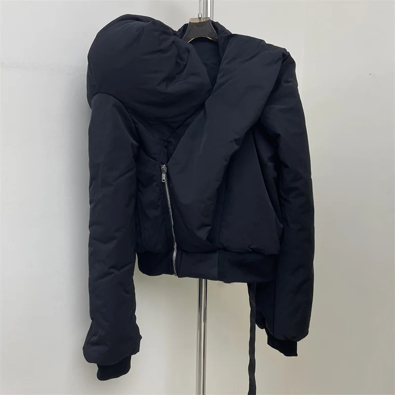 Womens winter jacket outerwears Asymmetric slim fit pilot Couple style Warm thick coat y2k cottonpadded 241031