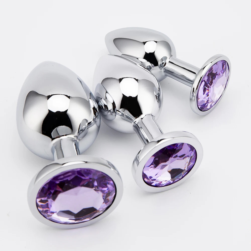 3 Sizes Metal Anal Plug Smaller Smooth Stainless Steel Butt Plug Colorful Crystal Round Anus Plug Adults Anal Sex Toys For Women 241031
