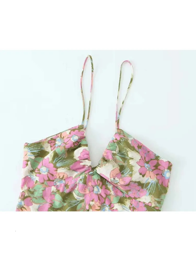 TRAF Print Slip Long Dresses for Women Corset Midi Female Dress Beach Backless Dres Thin Straps Summer Womens 240402