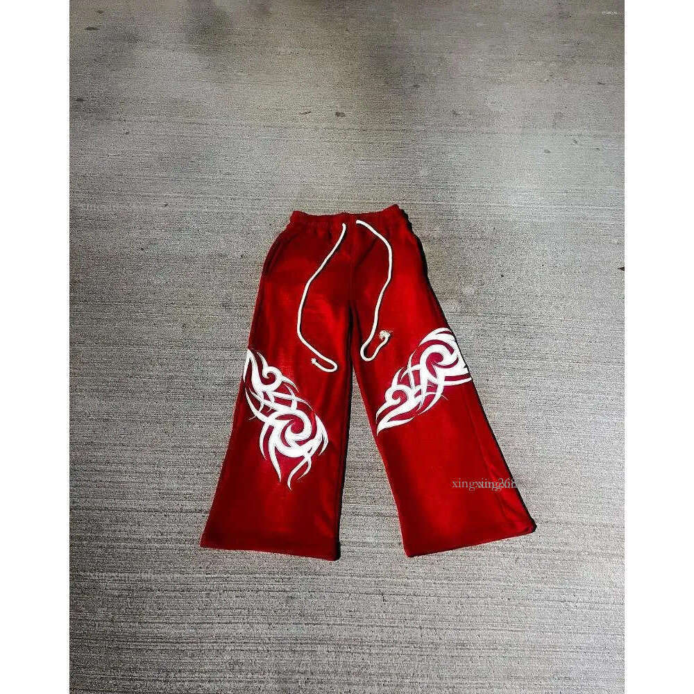 Men's Pants Cargo Men Solid Color Graphic Print Y2k Sweatpants Baggy Wide Leg Straight Casual Trousers Harajuku Hip Hop Streetwear