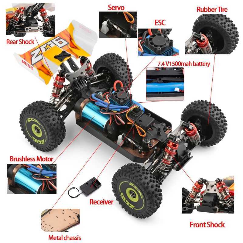 Top WLtoys 144010-V8 2.4G racing RC car 70 km/h brushless motor 4WD high-speed off-road drift RC toy suitable for children and adult gifts X241101