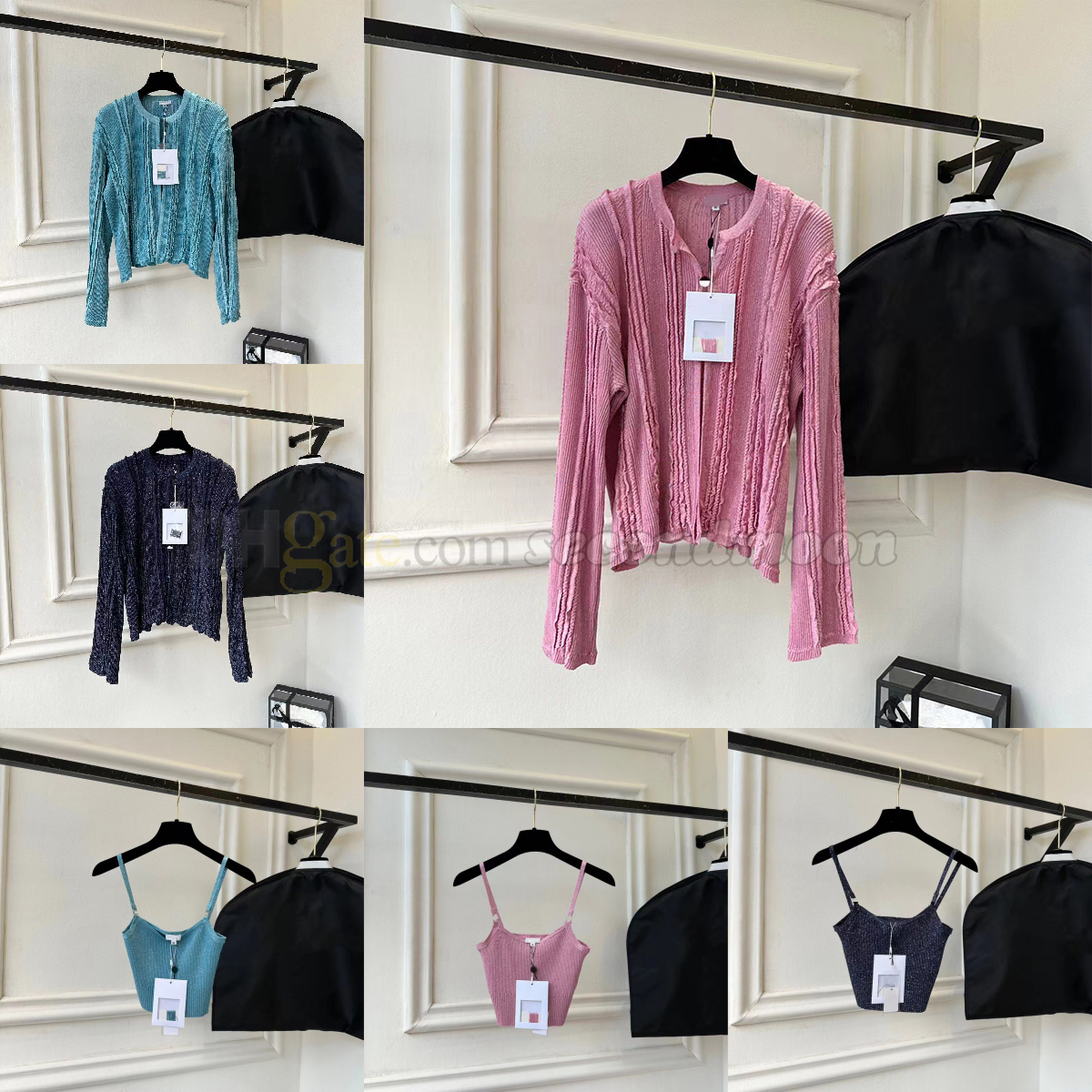 Women Knitted Coat Sexy Slim Fit Cardigan Pearl Button Cardigans Designer Fashion Hollow Knitwear Knits Outerwear