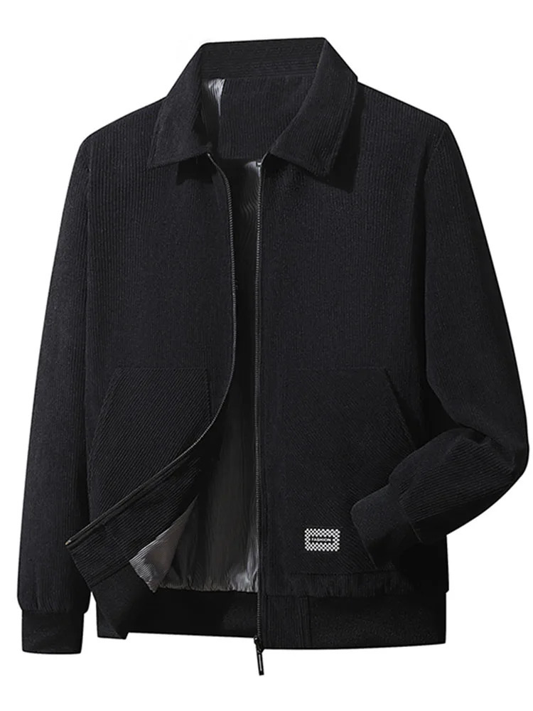 Mens Casual Windproof Warm Corduroy Lapel Fashion Simple Lightweight Lines Smooth Large Size Trend Winter CottonPadded Coat 241024