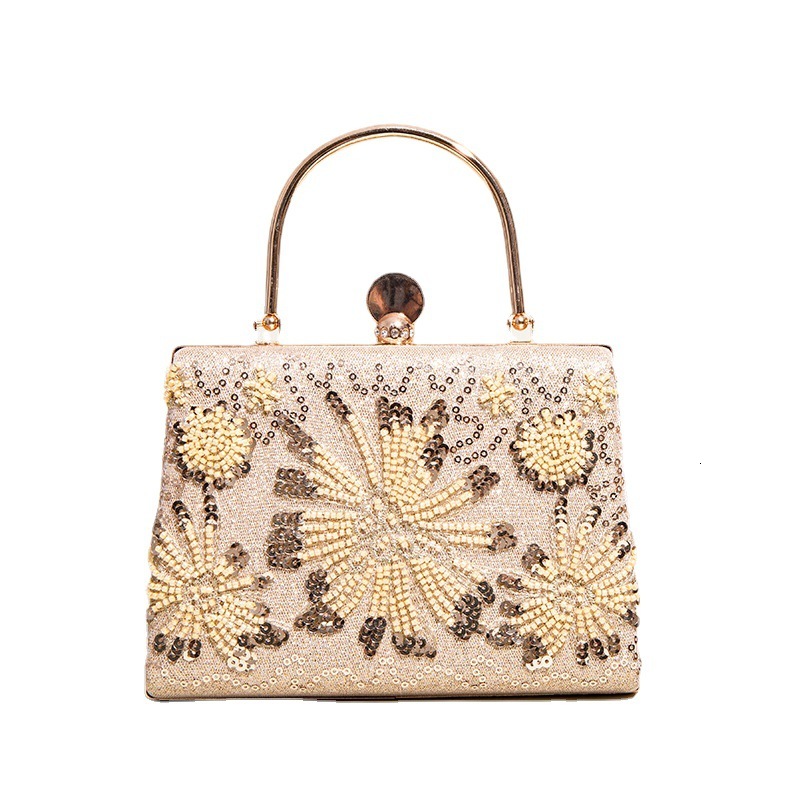 New Bead Evening Handmade Gold Beaded Banquet Tassel Dress Handheld Bag