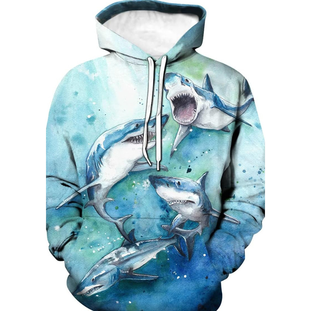 Hoodie Men Women 3D graphics Group Shark Swimming hoodie adult funny long sleeve cool pullover Men women Creative fashion graphic hoodie sweatshirt lo