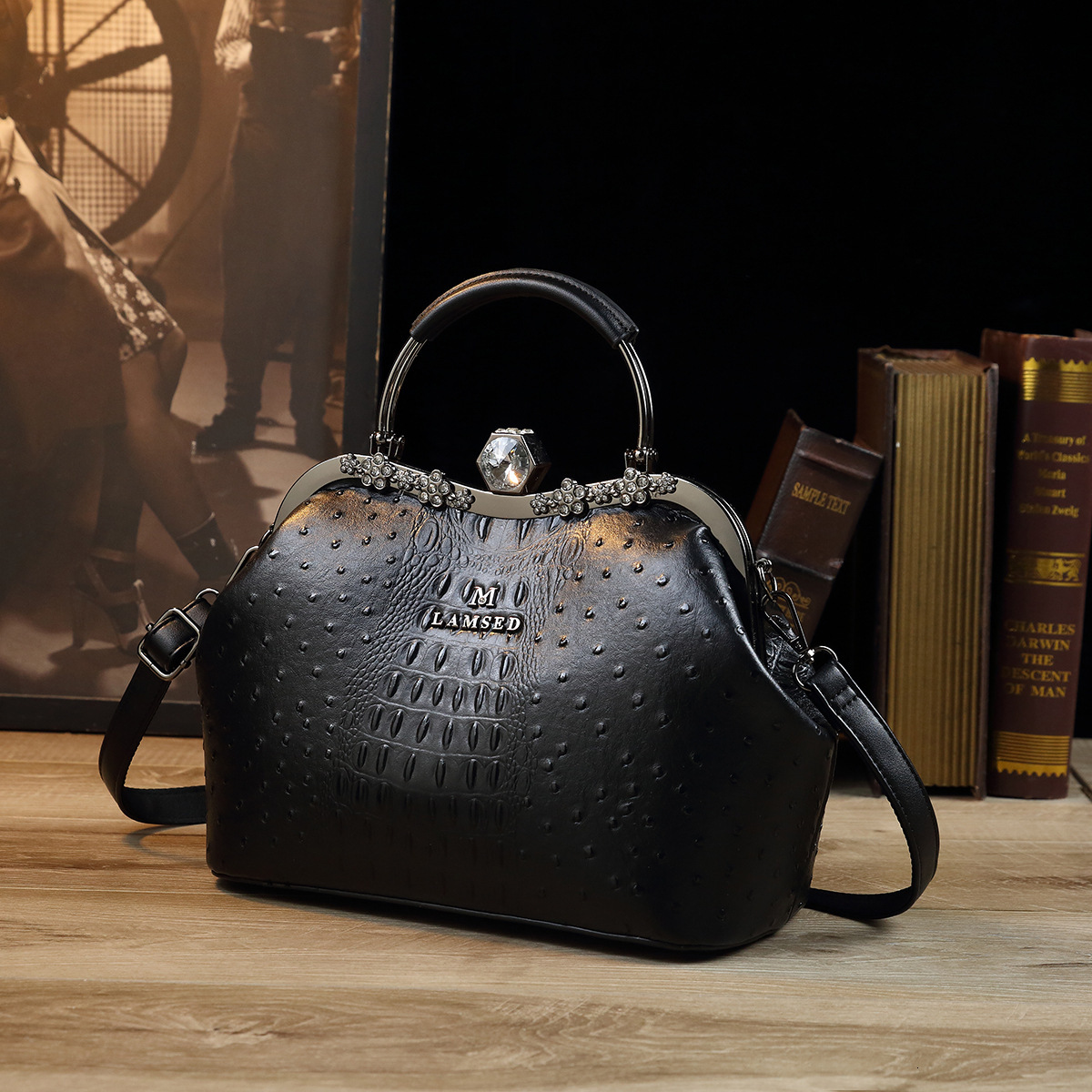 New Fashion Style Lacquer Leather Large Capacity Women's Fashion Crocodile Pattern Banquet Bag