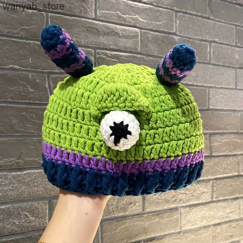 Wide Brim Hats Bucket Hats Unisex Balaclava Fashion Cosplay Carnival Party Winter Warm Cap Adult Children Autumn Winter Funny Cartoon Monster Knitted 