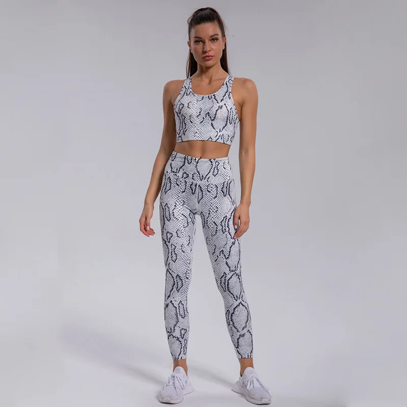 Yoga Suit for Fitness Snake Print Sport Outfit for Woman Dry Fit Gym Sets Womens Outfits Workout Clothes for Women Sportswear 240323