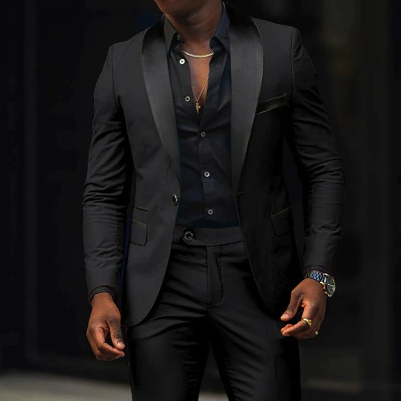 Mens Suit Jacket Autumn Slim Fit One Button Blazer Fashion Formal England Male Dress Coat Trousers Pants 2 Pieces Set 241031