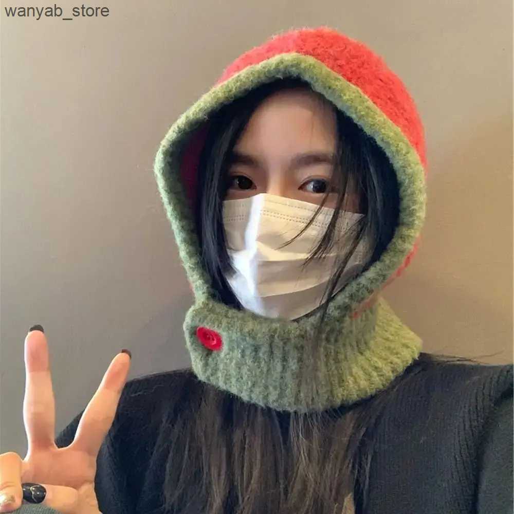 Wide Brim Hats Bucket Hats Women Knitted Hat Balaclava Winter Thicken Warm Anti-Pilling Beanie Ladies Windproof Earflaps Scarf Hat Adult Casual Plush 