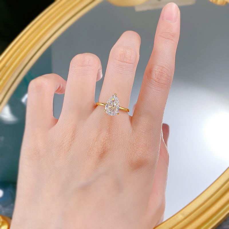 Sparkg Handmade Sterg Sier Pear Cut Moissanite Wedding Rings For Women dh910320090