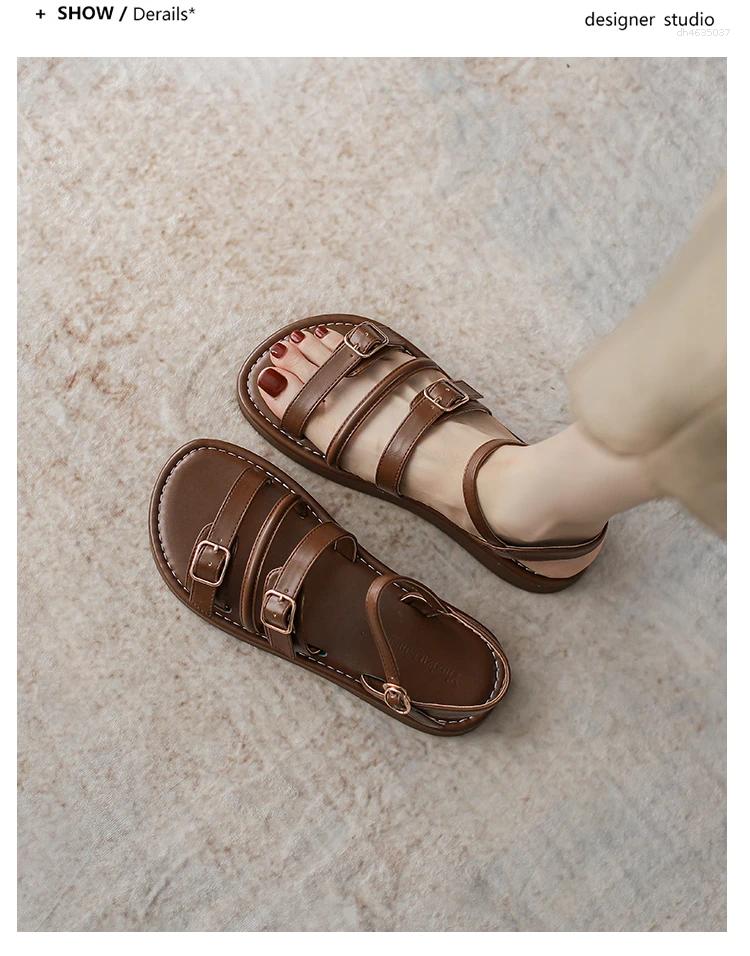 Sandals Summer Women's Shoes Open Toe Casual Gladiator Retro Low Heels hurenlakeshoes hurenlakeshoes