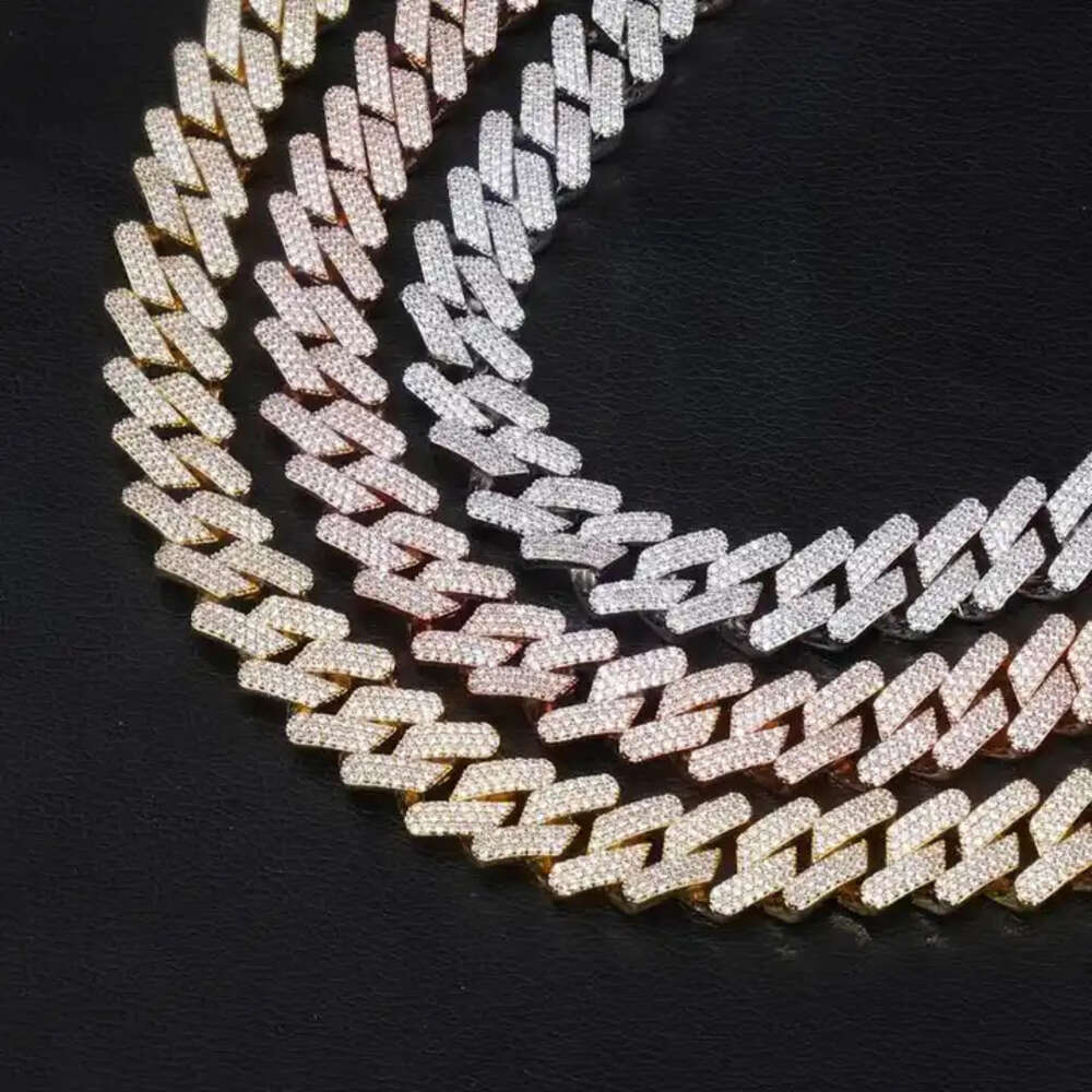 Two-tone 925 Sterling Silver Moissnaite Diamond Iced Out Miami Cuban Link Chain Necklaces