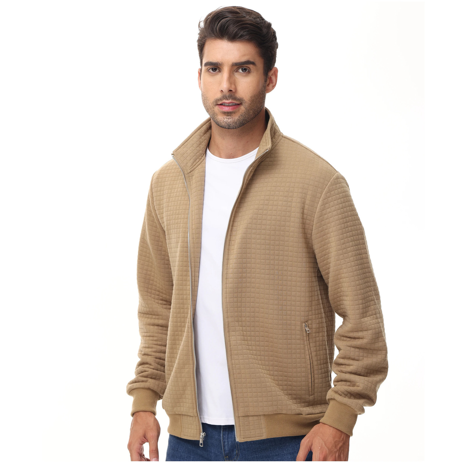 Mens Casual Jacket Coats Zipup Fashion Streetwear Coat Sweatshirt Jackets Standing Collar Clothing 241024