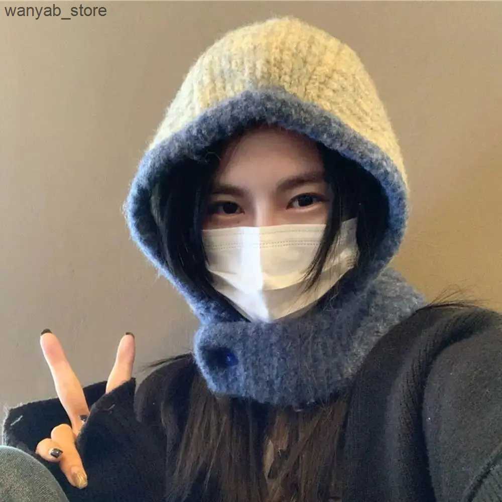 Wide Brim Hats Bucket Hats Women Knitted Hat Balaclava Winter Thicken Warm Anti-Pilling Beanie Ladies Windproof Earflaps Scarf Hat Adult Casual Plush 