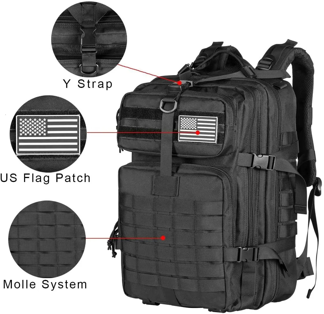 QT QY 3045L Man Tactical Backpacks HkingTraveling Bags Survival Outdoor 3P Assault Pack EDC Molle For Trekking Hunting Bag 241029