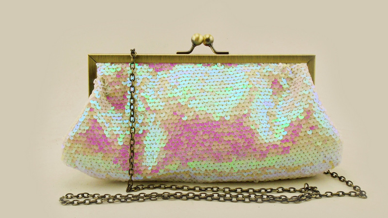 New Mermaid Colorful Sparkling Mouth Gold Banquet Handbag Cheongsam Bag
