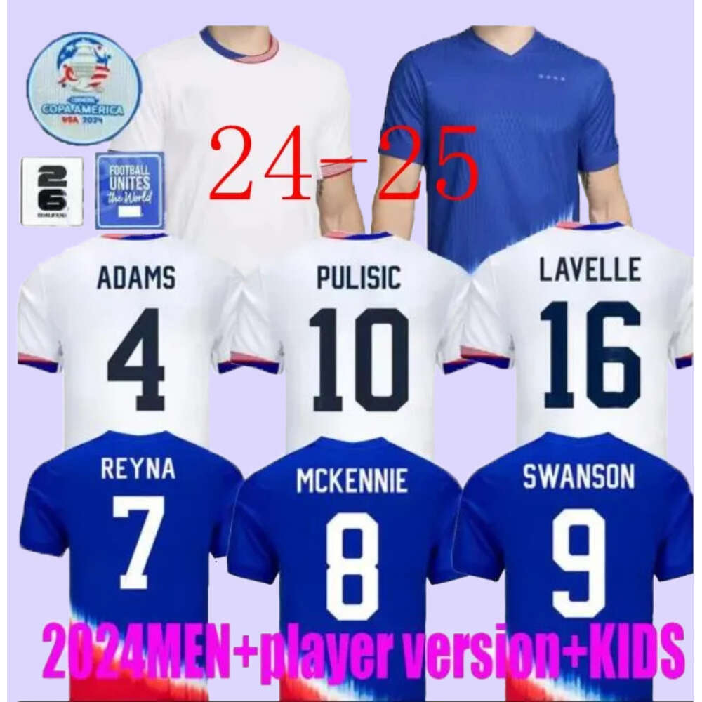 24 25 Soccer Jersey Football Shirts 4 Stars Woman Kids Kits USMNT 23 24 USWNT Usas Maillot De Foot Men Concacaf Gold Cup 2024 Women's World Mckennie SMITH MORGAN