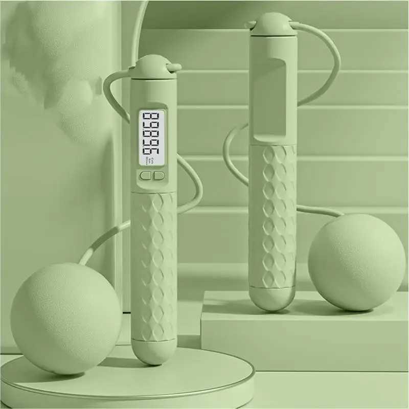 Steel wire rope jump rope D-type display for burning calories in the gym smart slide rope jump rope with ballW241101