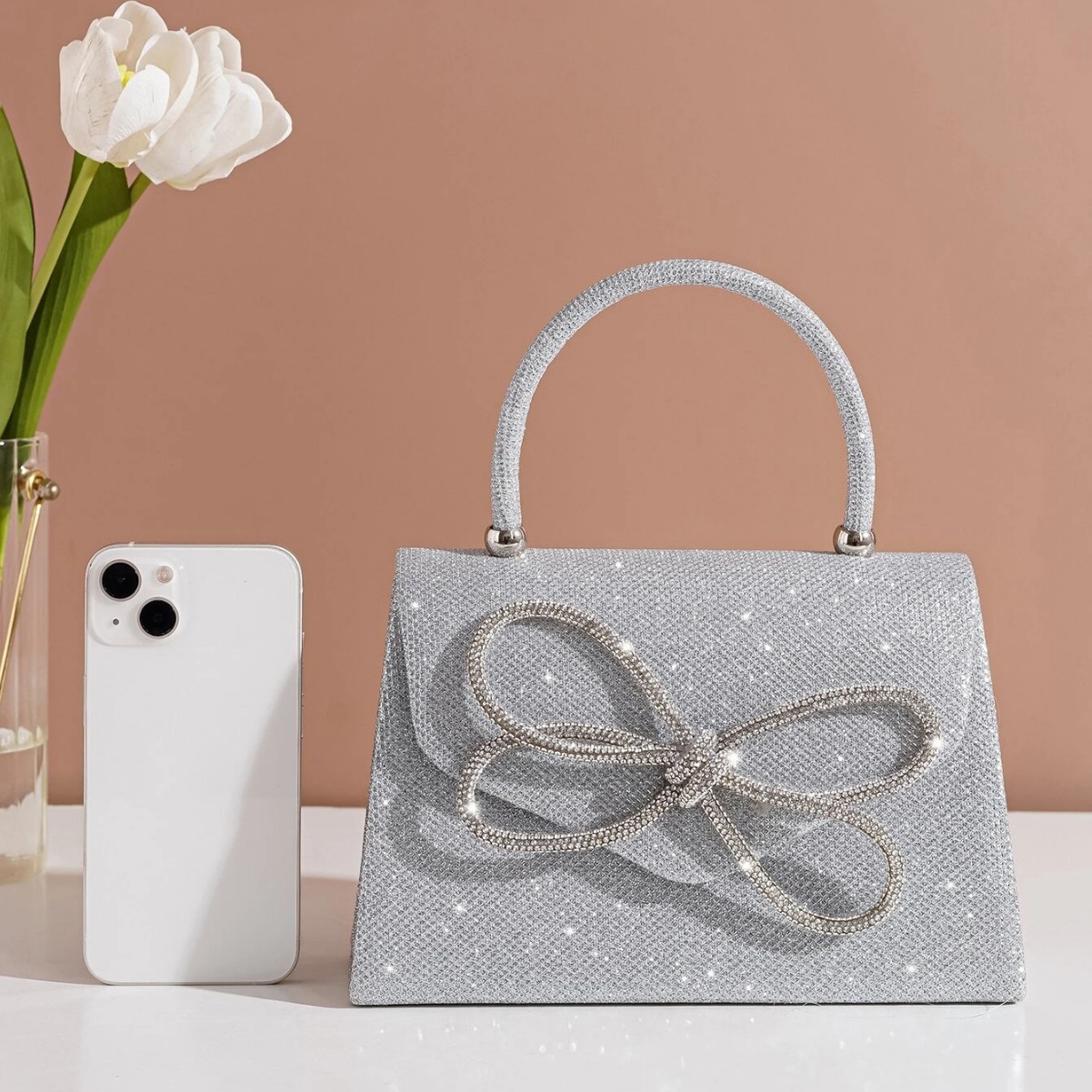 Women's new bow tie handbag, party new banquet bag, niche design, high-end texture