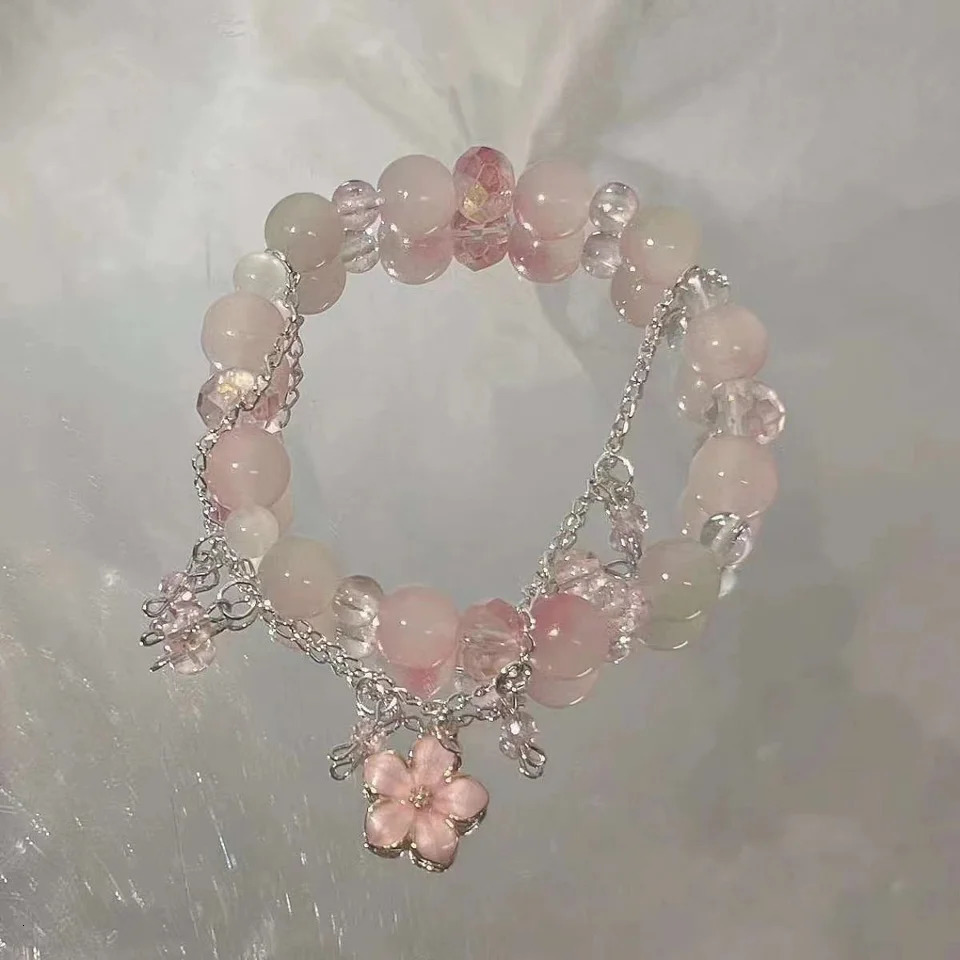 Simple Beads Crystal Bracelet For Women Girls Korean ins Flower Feather Tassel Bracelets Friend Jewelry Gifts 2024 241031