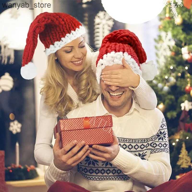 Wide Brim Hats Bucket Hats Crochet Knitted Christmas Hats For Men Women Winter Warm Hat Christmas Decoration New Year Festive Party Santa Claus Hat Gi