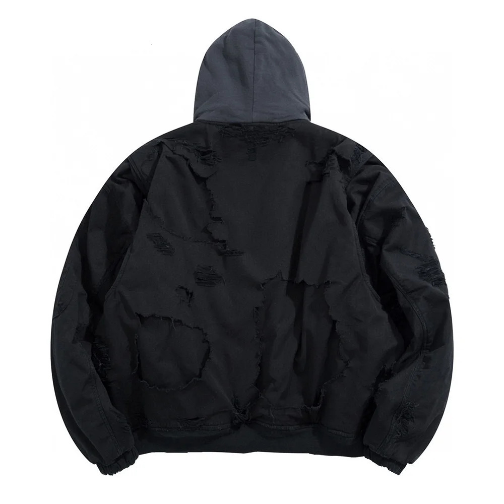 NIGO Solid Color Ripstop Pilot Hooded Jacket Mens Fashion Black Long Sleeve Loose Denim Moto Trench Coat Ngvp nigo6383 241031