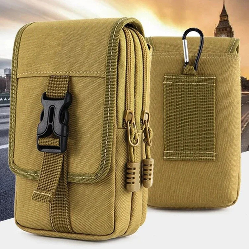 EDC Molle Purse Double Layer Outdoor Waterproof Military Fanny Pack Men Phone Pouch Camping Hunting Tactical Waist Bag