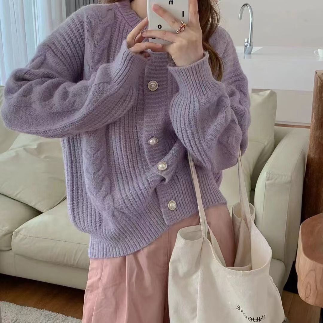 Gentle Style Sweater Jacket For Women Loose Outer Wear Autumn And Winter New Collection Lazy Knit Cardigan Women S Top F1101#42