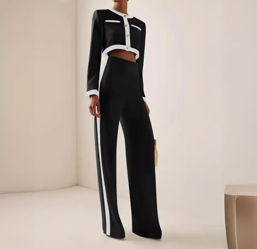 Womens pants and Coats set style professional long sleeved top elegant mens clothing autumn 241031