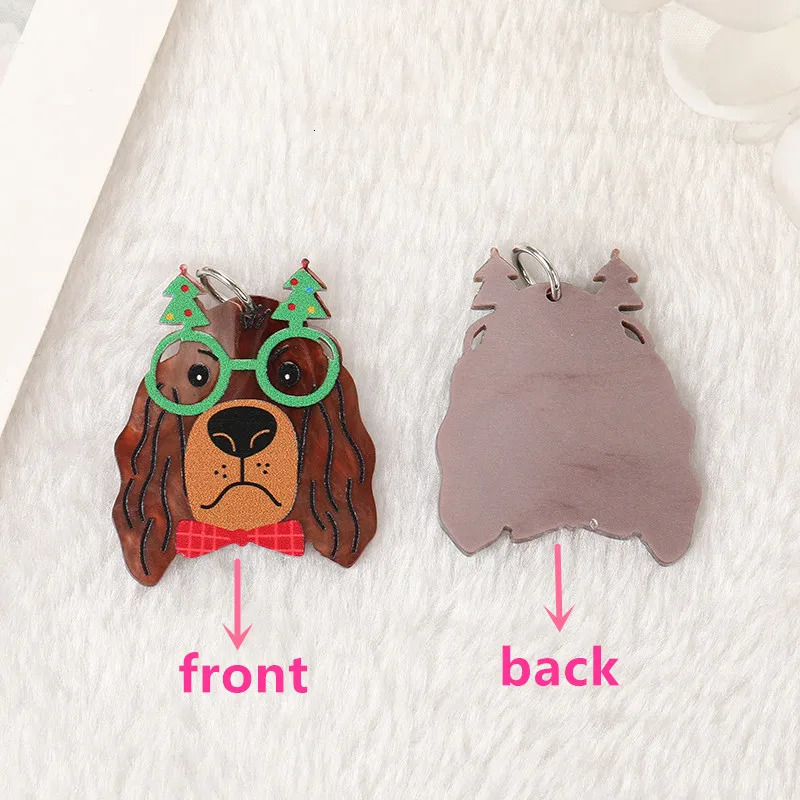 1Pair Christmas Animals Woman Dangle Earrings Acrylic Dog Cat Drop For Girl Birthday Gift 241031