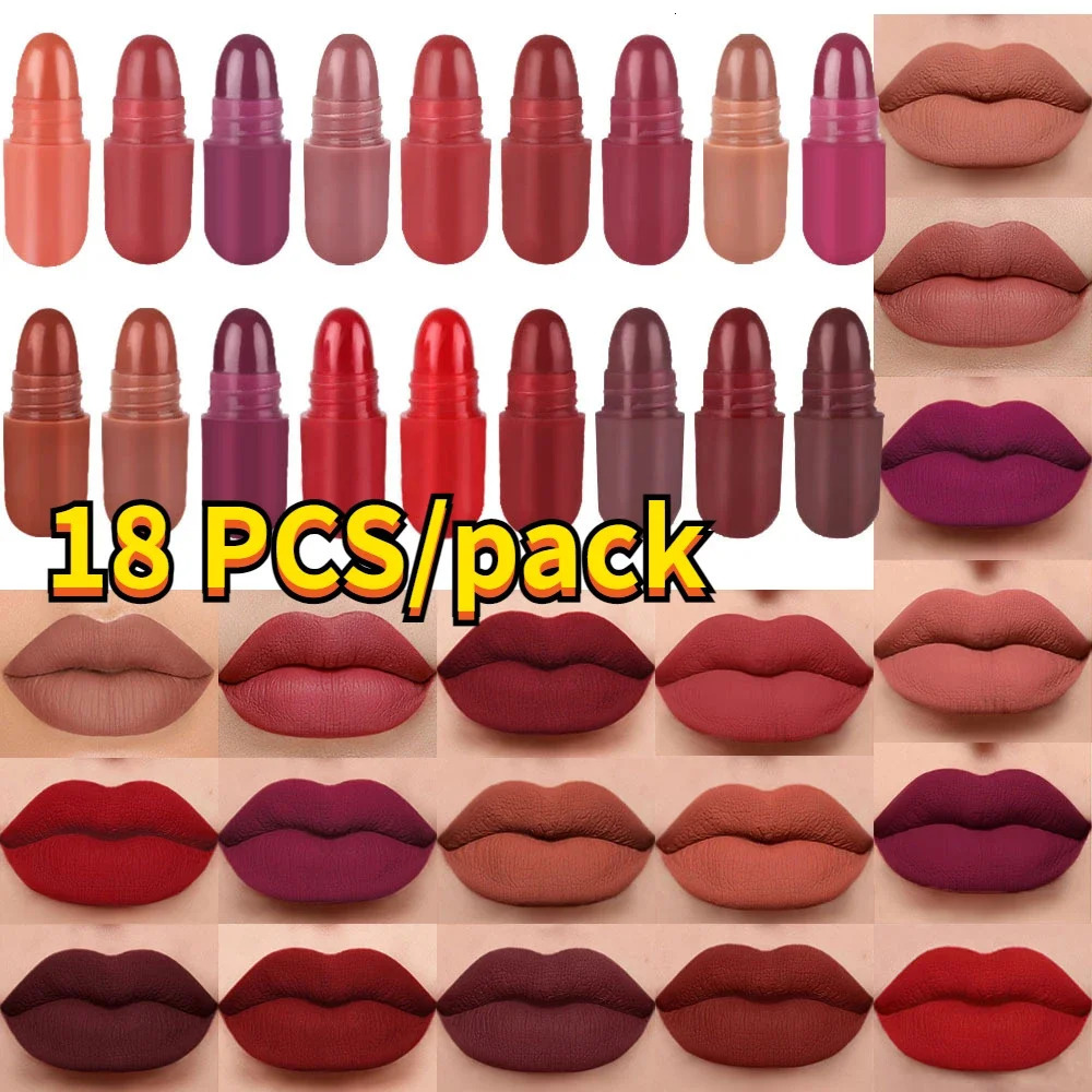 18 colors/bag capsule pill lipstick bag non stick cup durable waterproof no easy to carry 241031