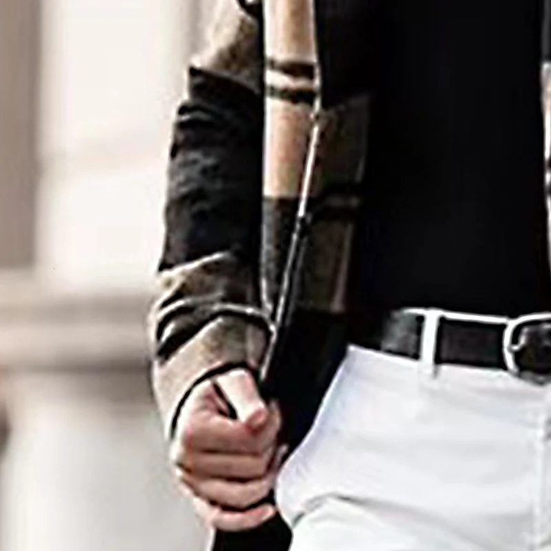 Men Casual Plaid Woolen Overcoat Autumn Winter Mid Length Loose Comfortable Elegant Fashionable Versatile Woolen Overcoat 241024