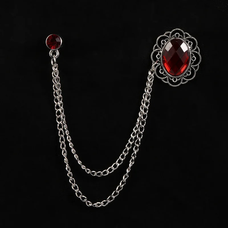 SKEDS Fashion Men Classic Chain Brooches Suit Jewelry Vintage Crystal Decoration Banquet Brooch Badges Pin Corsage 241031