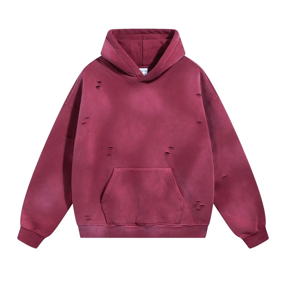Vintage Wash Hoodies Men Official-website Women Fleece Hoodie Splash-ink Ripped Distressed Oversize Streetwear Tops Hooded Shirt 241031